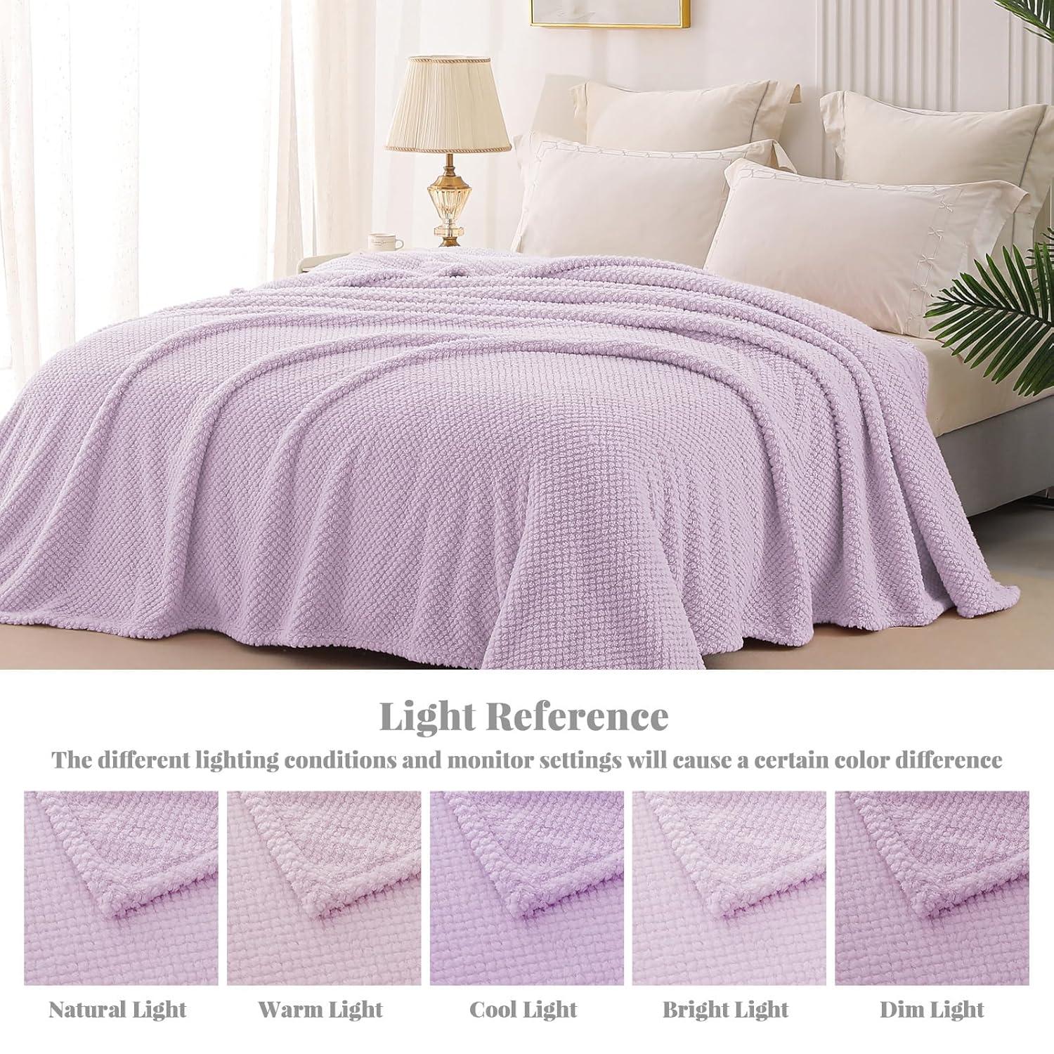 Whale Flotilla Fuzzy Fleece Throw Blanket for Couch, Fluffy Warm Soft Jacquard Blankets for Fall Winter, Lightweight and Cozy, 50x70 Inch, Lilac