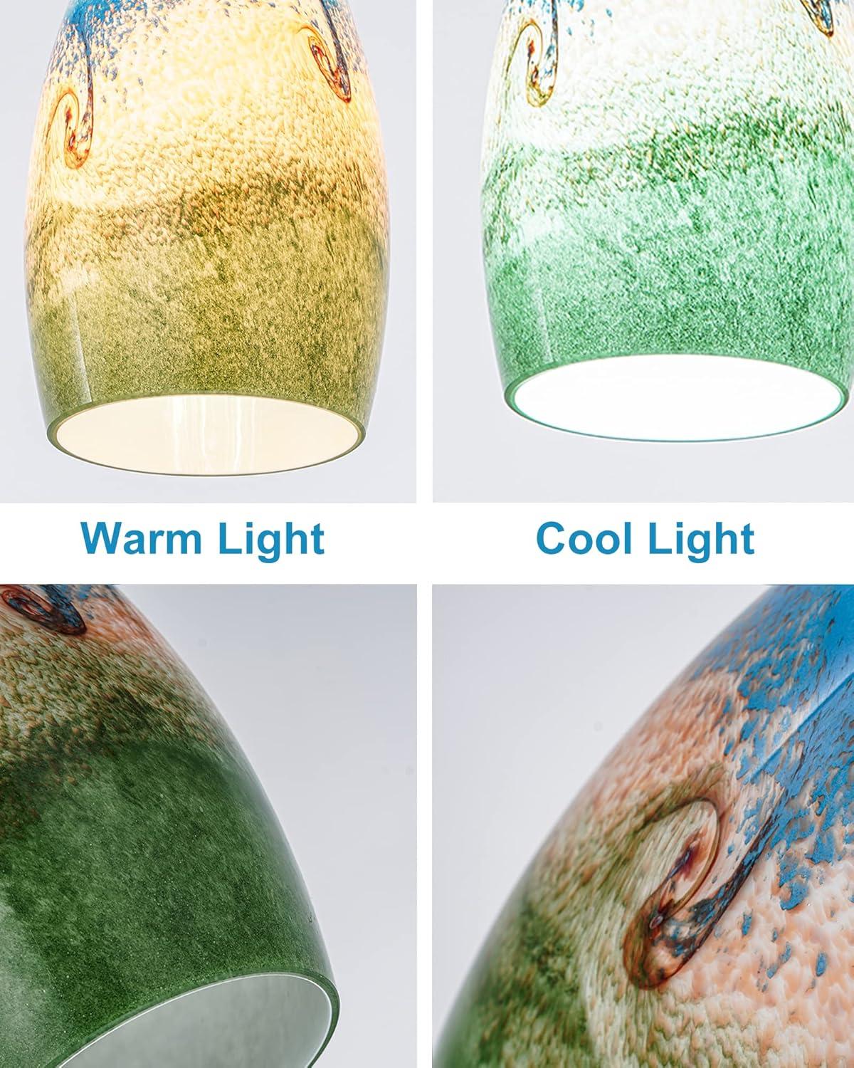 Oval Glass Lamp Shade Only Art Glass Lamp Covers Light Fixture Replacement for Kitchen Island Mini pendant Ceiling Lights Chandelier Hand Blown Glass Shade Replacement (Brown and Blue）