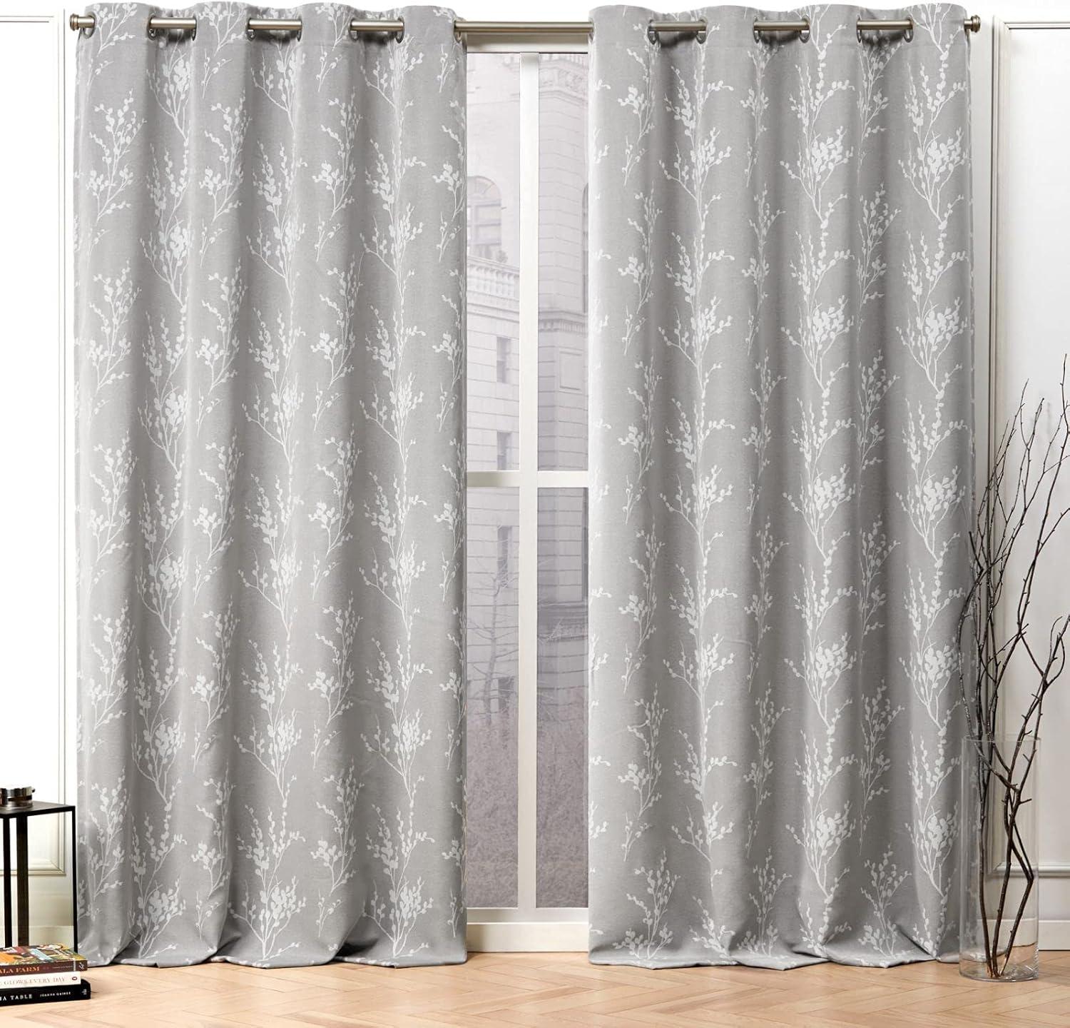 Nicole Miller Nicole Miller Turion Floral Room Darkening Blackout Grommet Top Curtain Panel Pair (Set of 2)