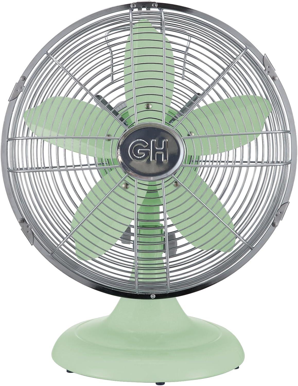 Good Housekeeping Good Housekeeping's All-Metal Retro 3-Speed 12" Oscillating Office Desk Table Fan (Multiple Finishes Available)