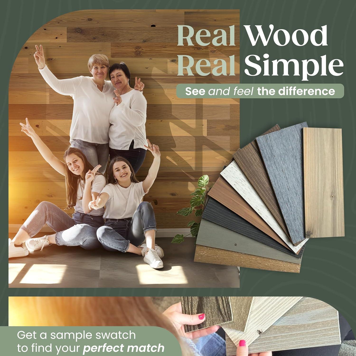 Timberchic River Reclaimed Wooden Wall planks - Simple Peel & Stick Wall Covering Application for DIY Accent Wall & Home Improvement - Modern, Premium Wall Paneling