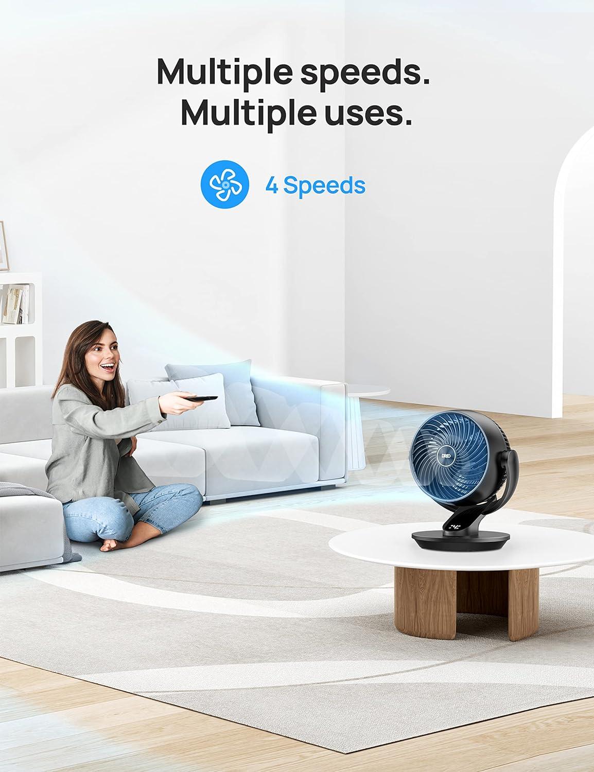 BEACHWATER POOL & SPA, LLC Table Fan For Bedroom, 13-Inch Oscillating Air Circulator Fan, 120° Tilt Adjustment, 28Db Ultra-Quiet, 70Ft Powerful Airflow, 4 Speeds Desk Fans With Remote For Whole Room, Home, Office