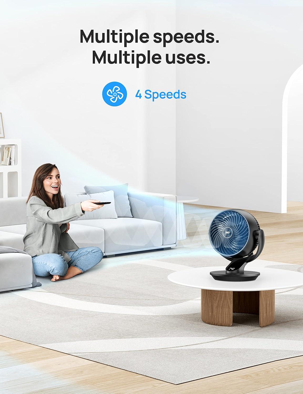 BEACHWATER POOL & SPA, LLC Table Fan For Bedroom, 13-Inch Oscillating Air Circulator Fan, 120° Tilt Adjustment, 28Db Ultra-Quiet, 70Ft Powerful Airflow, 4 Speeds Desk Fans With Remote For Whole Room, Home, Office