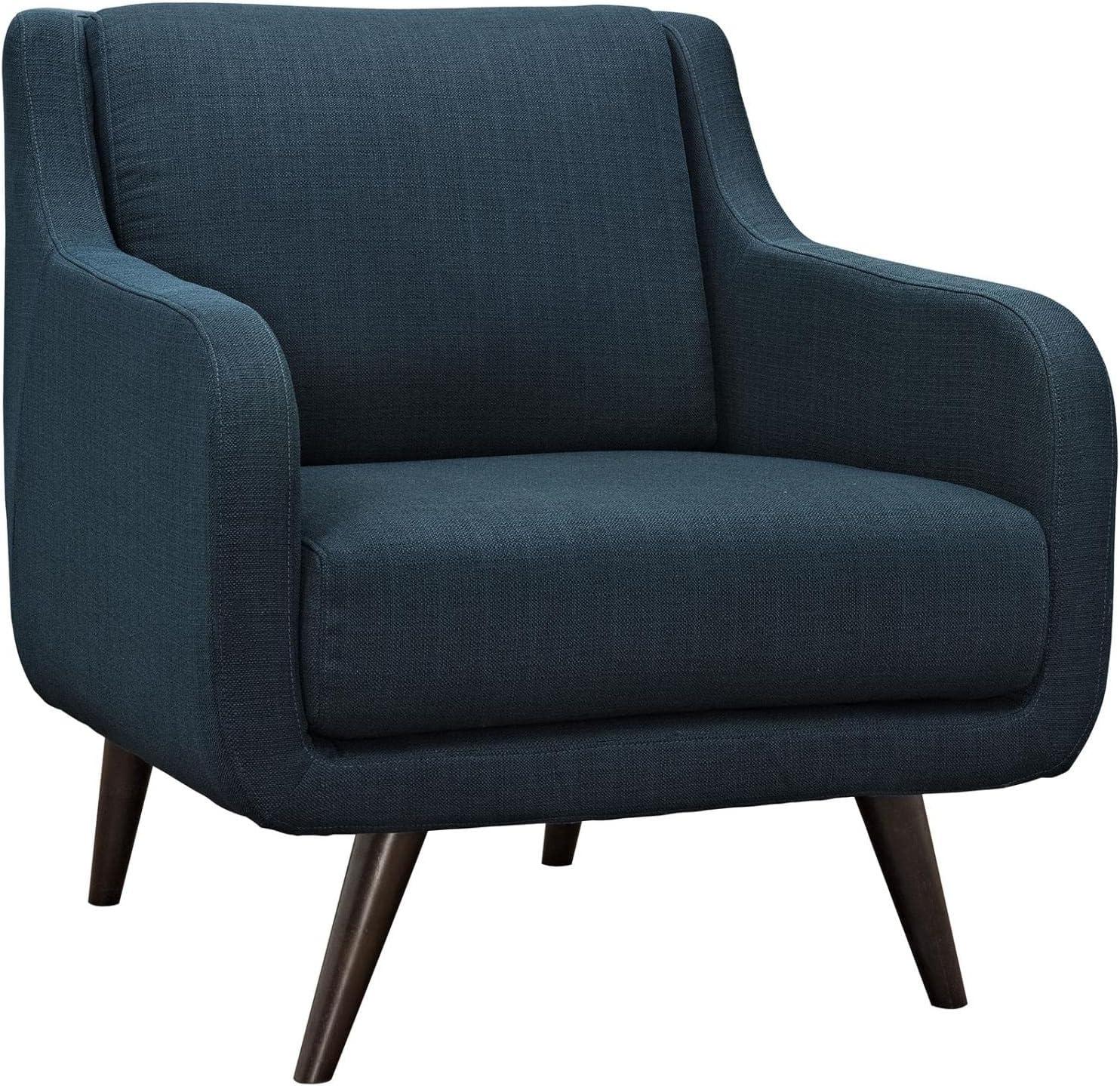 Azure Mid-Century Minimalist Accent Chair with Espresso Wood Legs