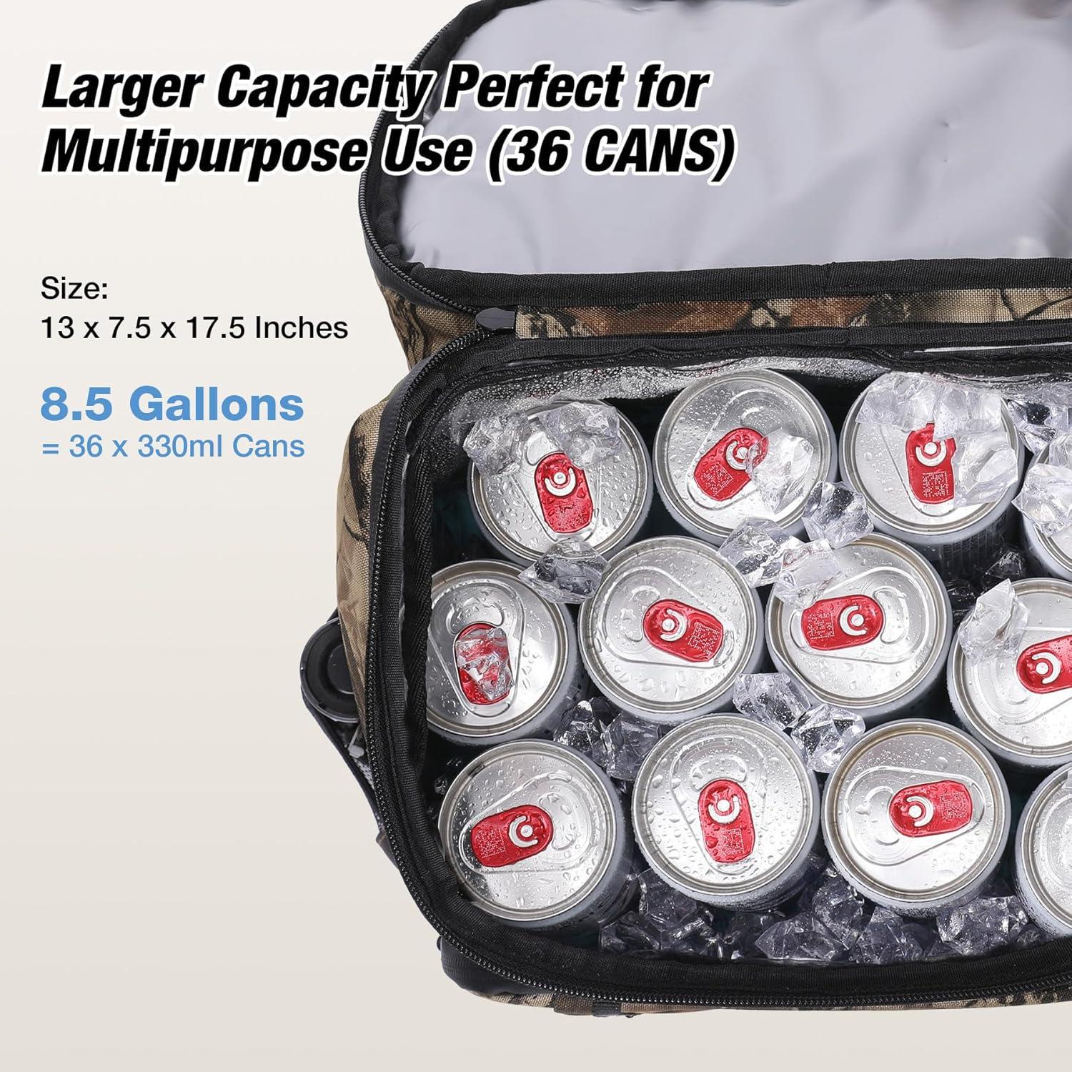 Insulated Waterproof Cooler Backpack 36 Cans, Soft Sided Ice Chest Cooler w/Leak Proof Liner, 5-Layer Insulation Portable Lunch Backpack for Camping, Beach, Fishing, Picnic, Travel