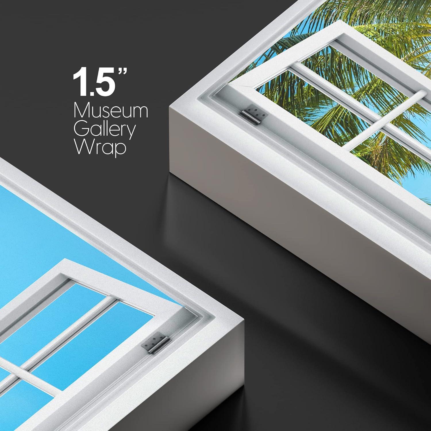 wall26 Canvas Print Wall Art Window View of Tropical Island Beach Paradise Nature Wilderness Photography Modern Art Rustic Scenic Colorful Ultra for Living Room, Bedroom, Office - 24"x36"