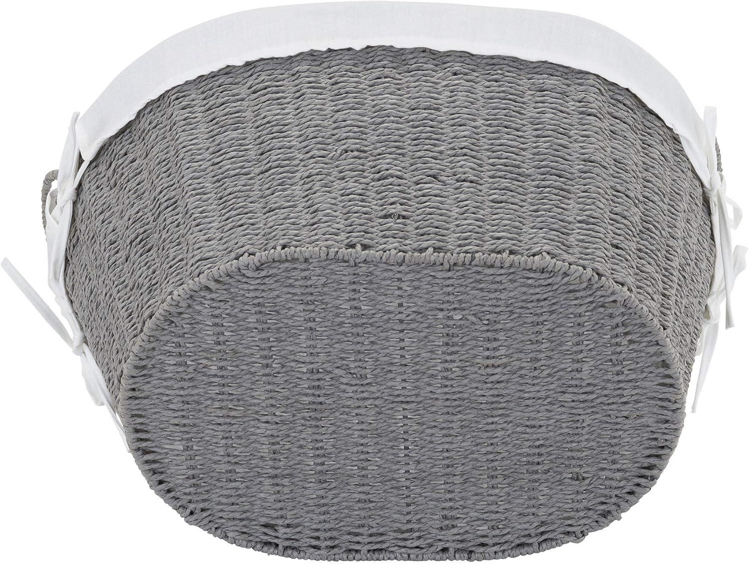 Woven Laundry Basket with Handles and Liner, Gray Paper Rope Laundry Basket