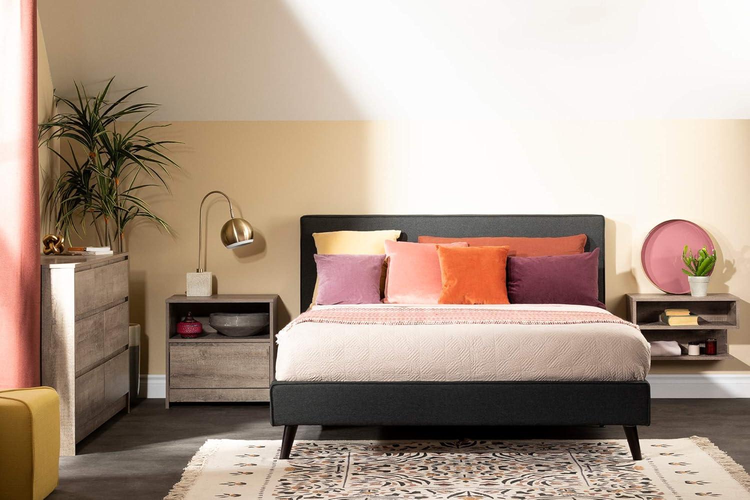 Queen Sazena Upholstered Complete Bed Charcoal Gray - South Shore