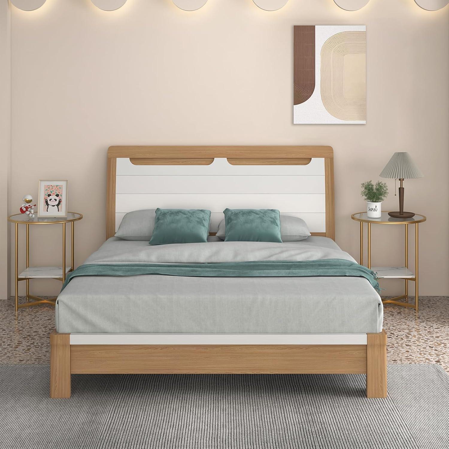 Kepooman End Tables,Side End Table,Nightstand,2-Tier Glass End Table Set of 2 with Faux Marble Storage Shelf-White