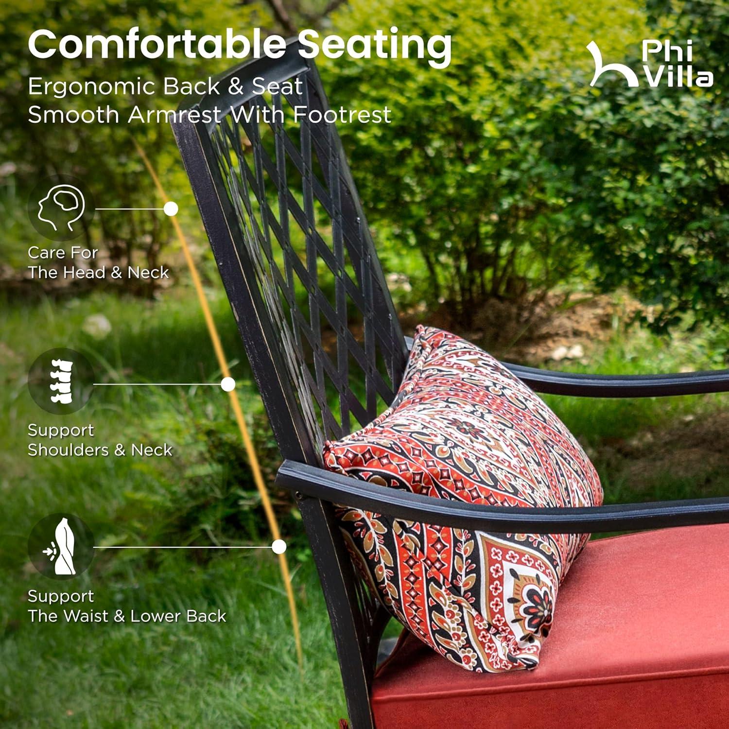 Sophia & William 3 Piece Outdoor Patio Swivel Bar Stools Set & Height Table Backyard Furniture Bistro Set, Red