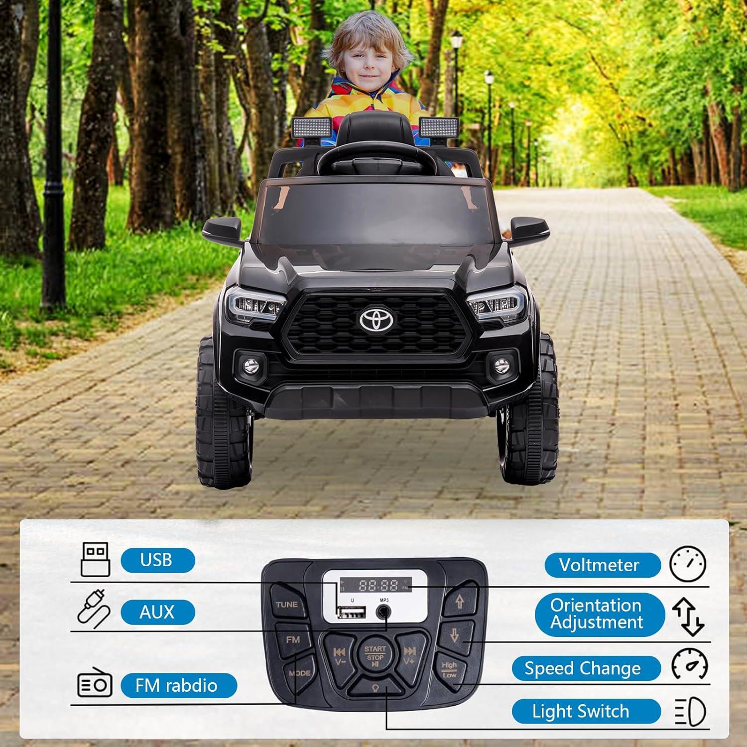 JUICCEE Officially Licensed Toyota Electric Ride on Vehicle for Kids, 12V Battery Powered Kids Ride on Car Toys with Parental Remote Control, Spring Suspension, Seat Belt and LED Lights