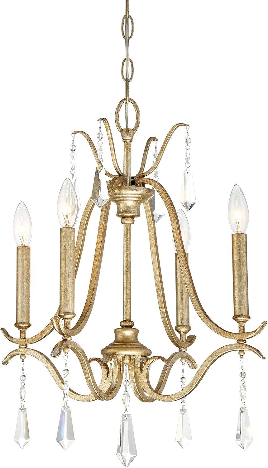 Mini Gold Crystal Candle Chandelier with Bell Shade