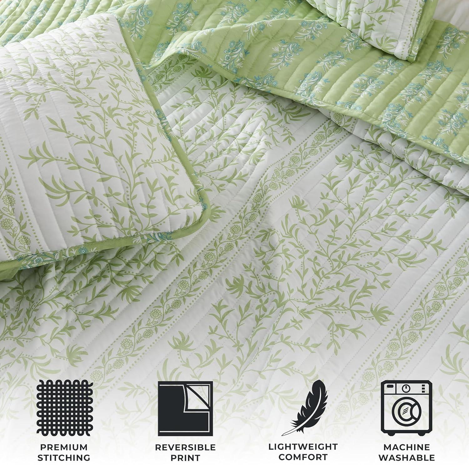 FreshFolds Bright & Colorful Tiny Floral Quilt Set with Shams