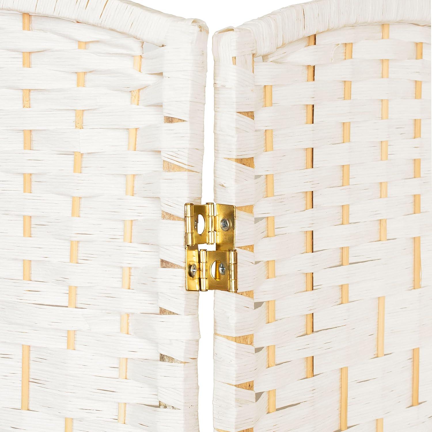 3 ft. Short Diamond Weave Fiber Folding Screen - White - 8 Panel