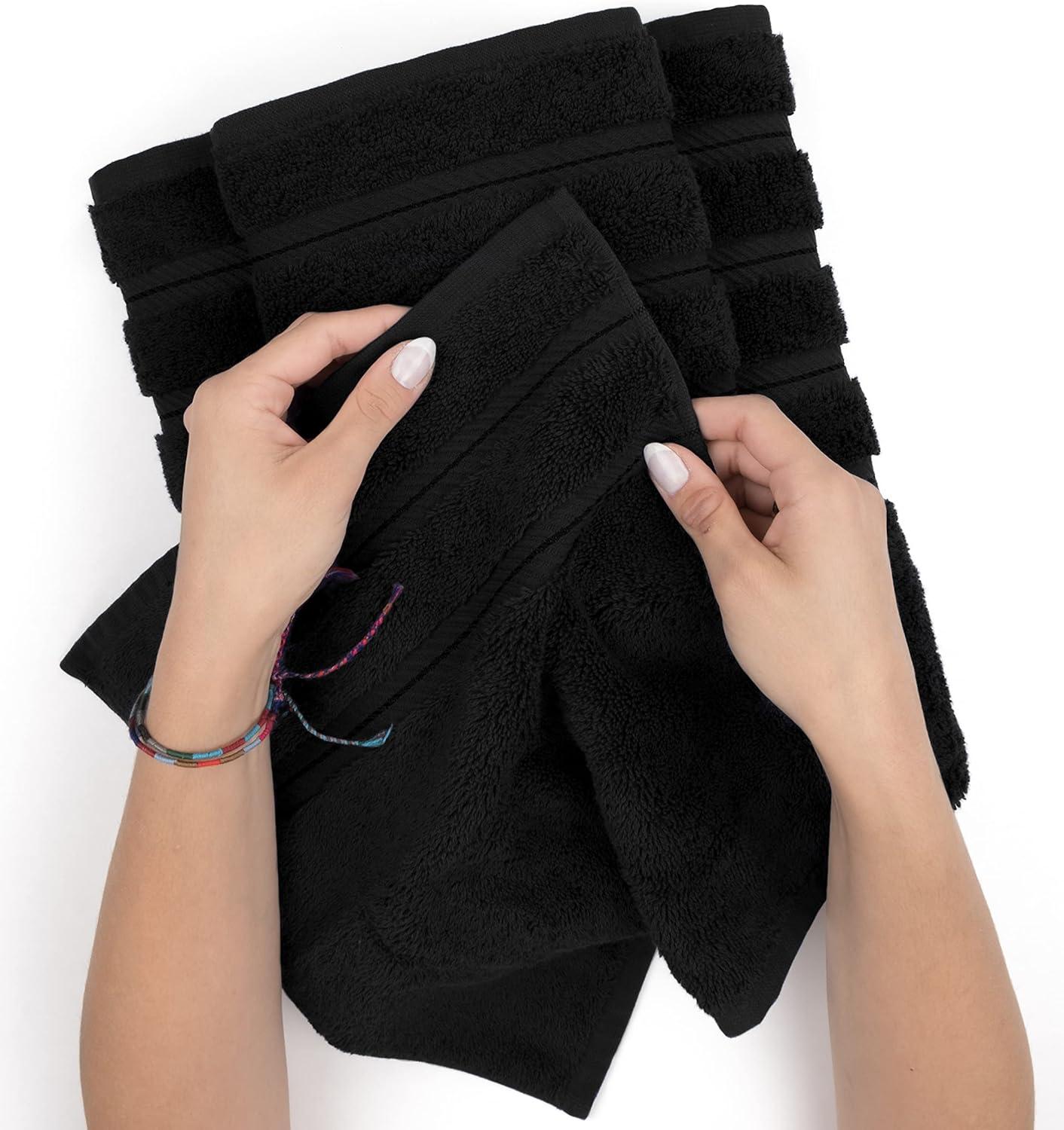 Luxury Extra Large Black Turkish Cotton Bath Towel Set