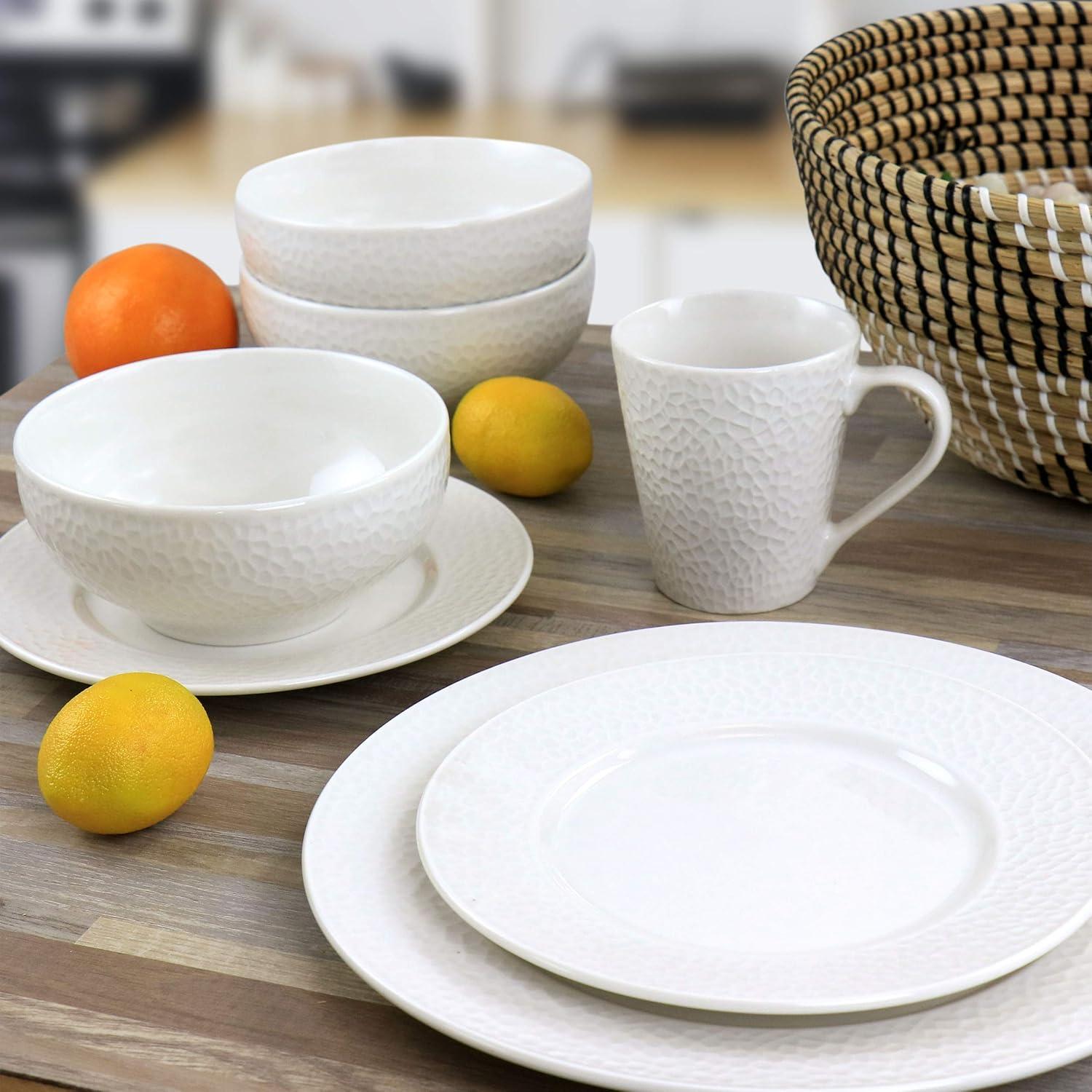 Jasmine White Porcelain 16-Piece Dinnerware Set