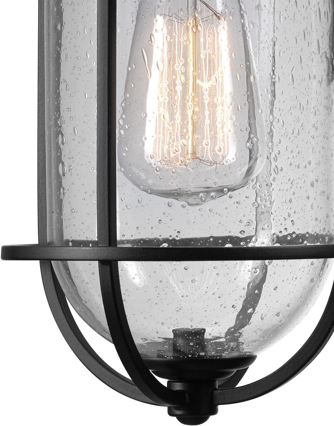 Turner Seeded Glass Shade Outdoor Wall Sconce in Black