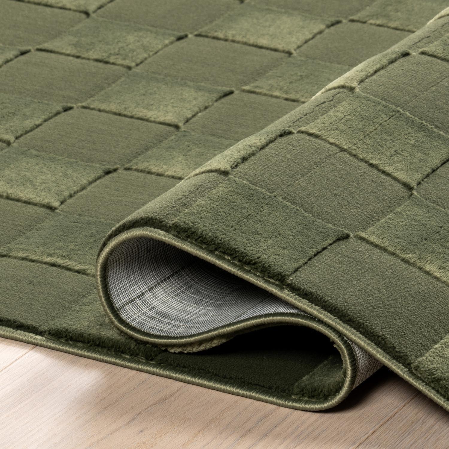 Nuloom Alaiya Checkered Pet Friendly Textured Machine Washable Area Rug, 4' x 6', Green