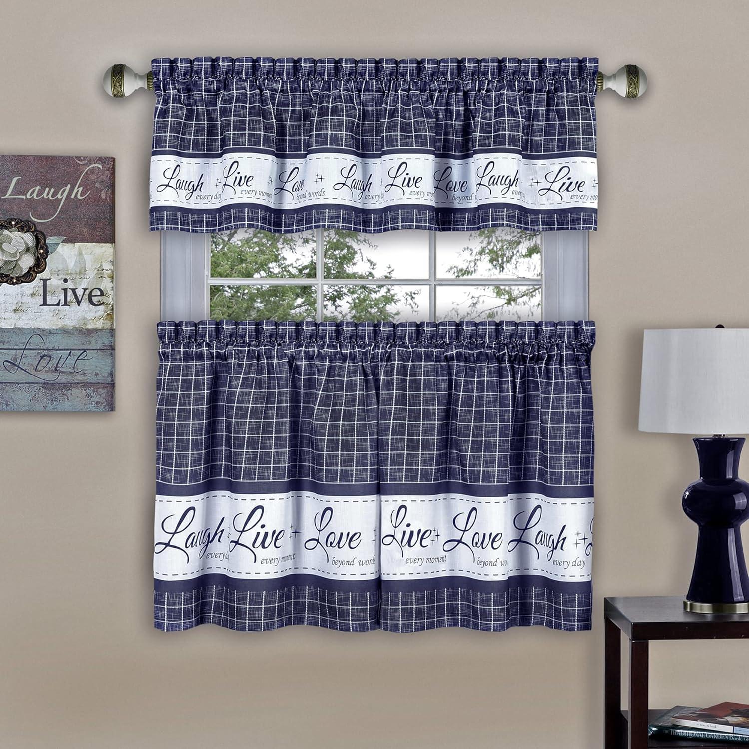 Achim Live, Love, Laugh Window Curtain Tier Pair and Valance Set