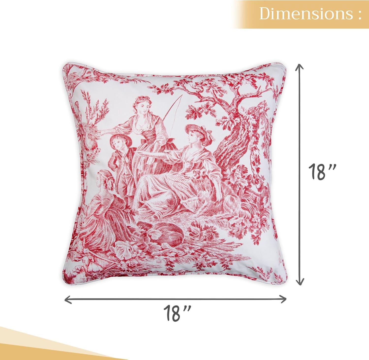 Maison d' Hermine Decorative Pillow Covers 18 x 18 Inch Square 100% Cotton Throw pillow Covers with invisible Zipper Cushion Case for Living Room Couch, Chair, Sofas, Bedroom, Home (Calais - Cardinal)