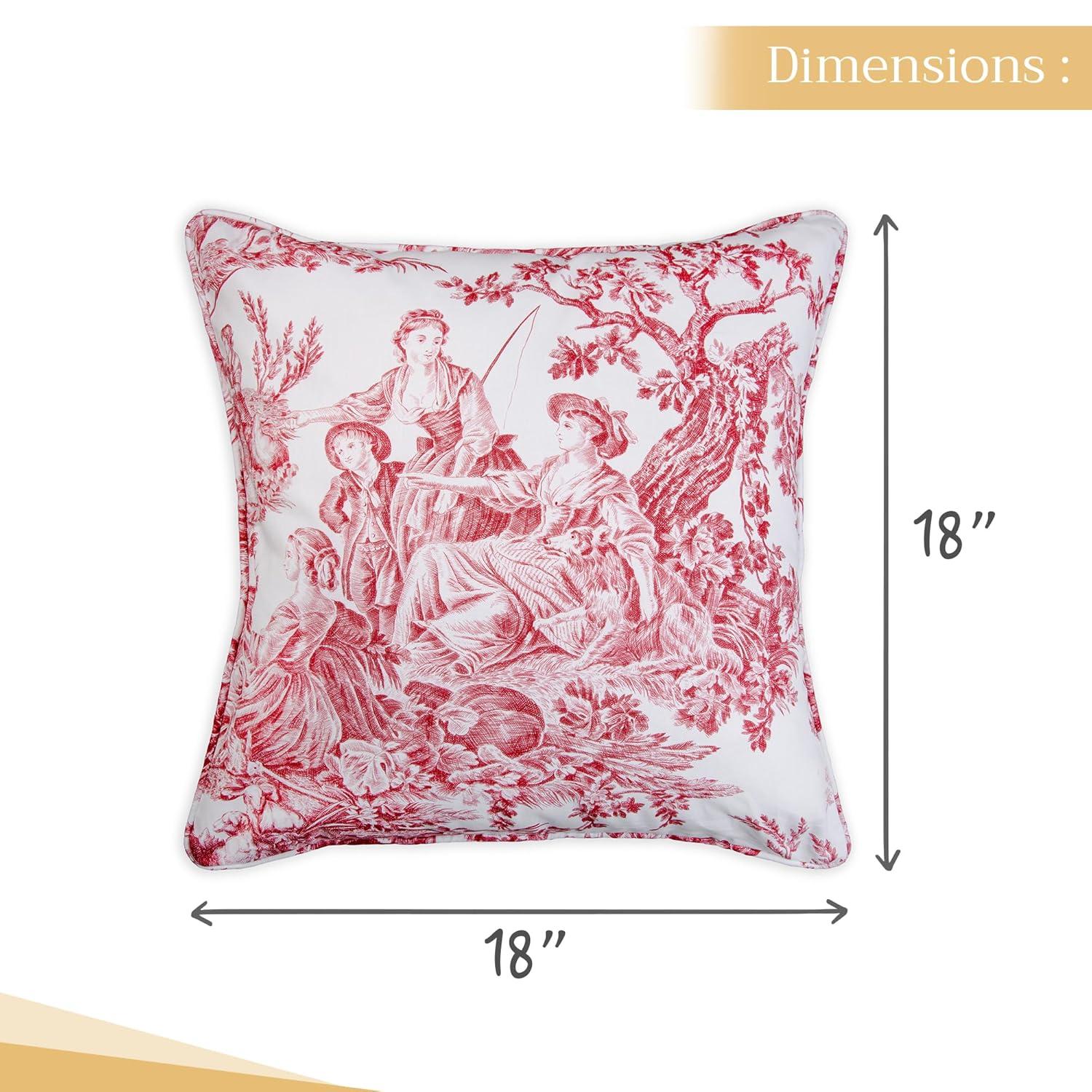 Maison d' Hermine Decorative Pillow Covers 18 x 18 Inch Square 100% Cotton Throw pillow Covers with invisible Zipper Cushion Case for Living Room Couch, Chair, Sofas, Bedroom, Home (Calais - Cardinal)