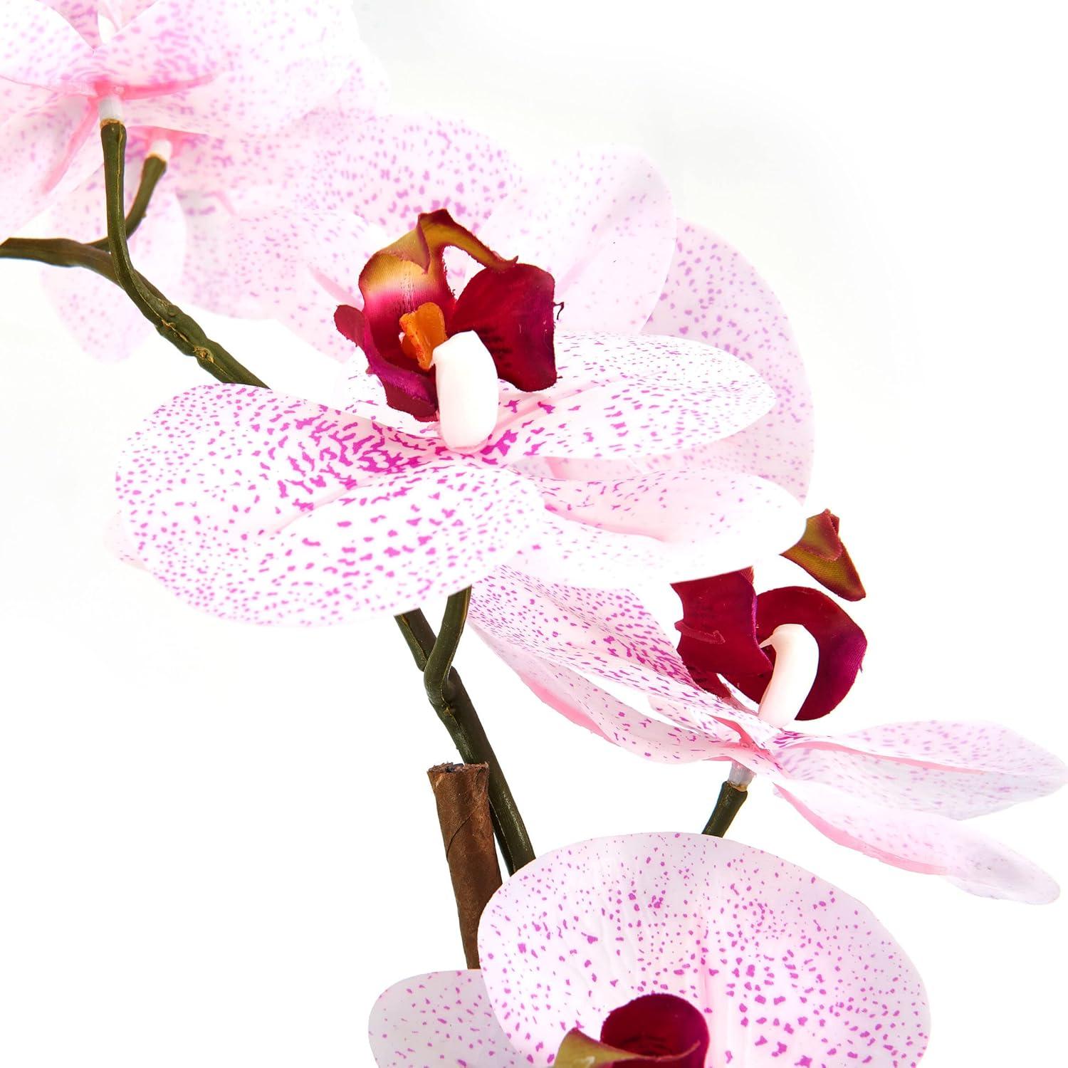 Pink Spotted Artificial Orchid in Oval Plastic Pot