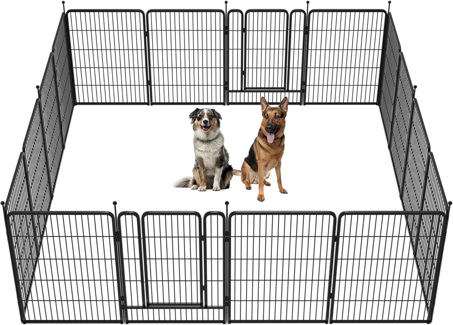 FXW Rollick Dog Playpen Outdoor, 16 Panels 40" Height Dog Fence Exercise Pen with Doors for Large/Medium/Small Dogs, Pet Puppy Playpen for RV, Camping, Yard