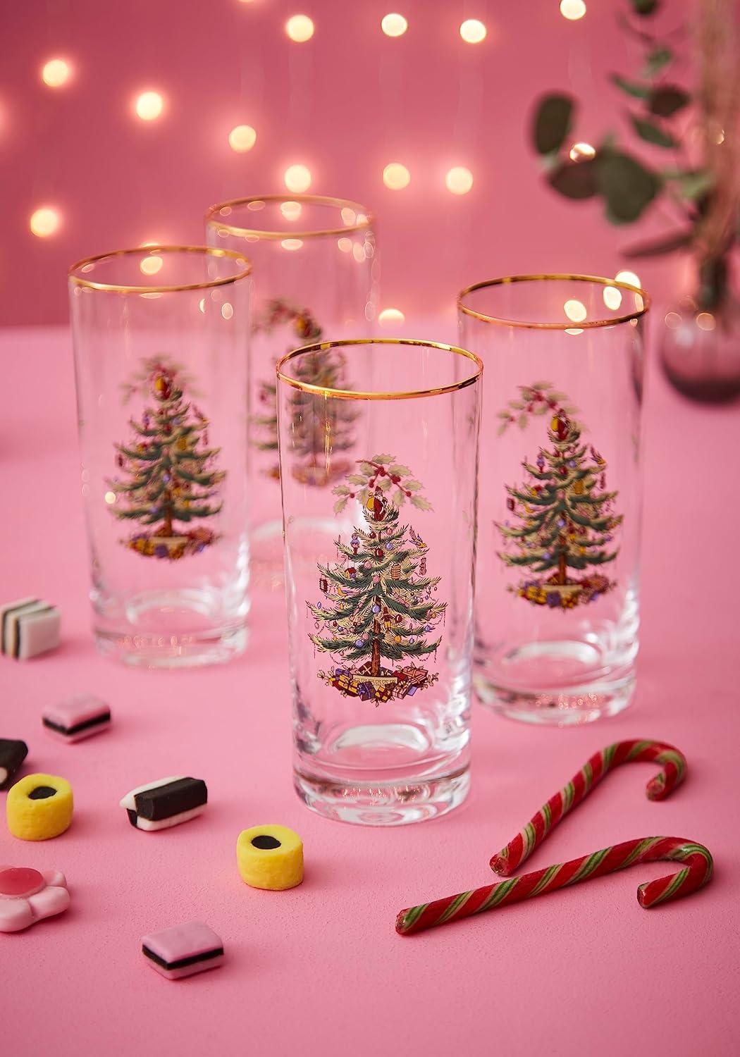 Spode Christmas Tree Highballs, Set of 4 - 15 oz.