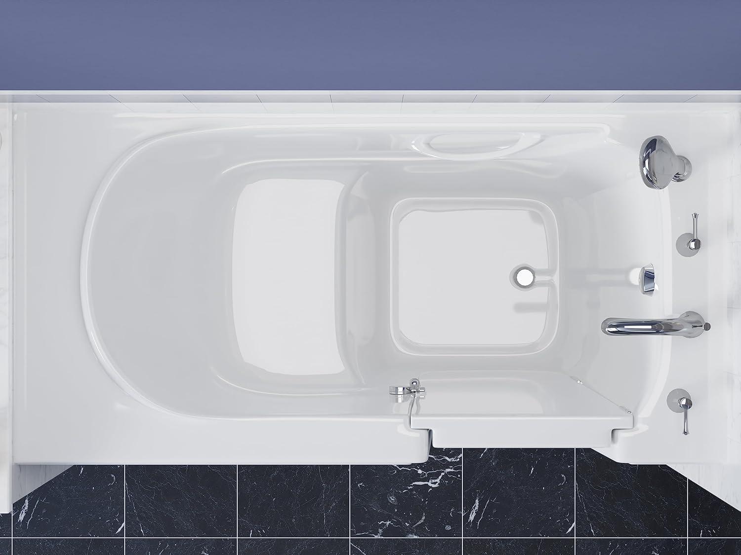 White Rectangular Fiberglass Walk-In Whirlpool & Air Tub