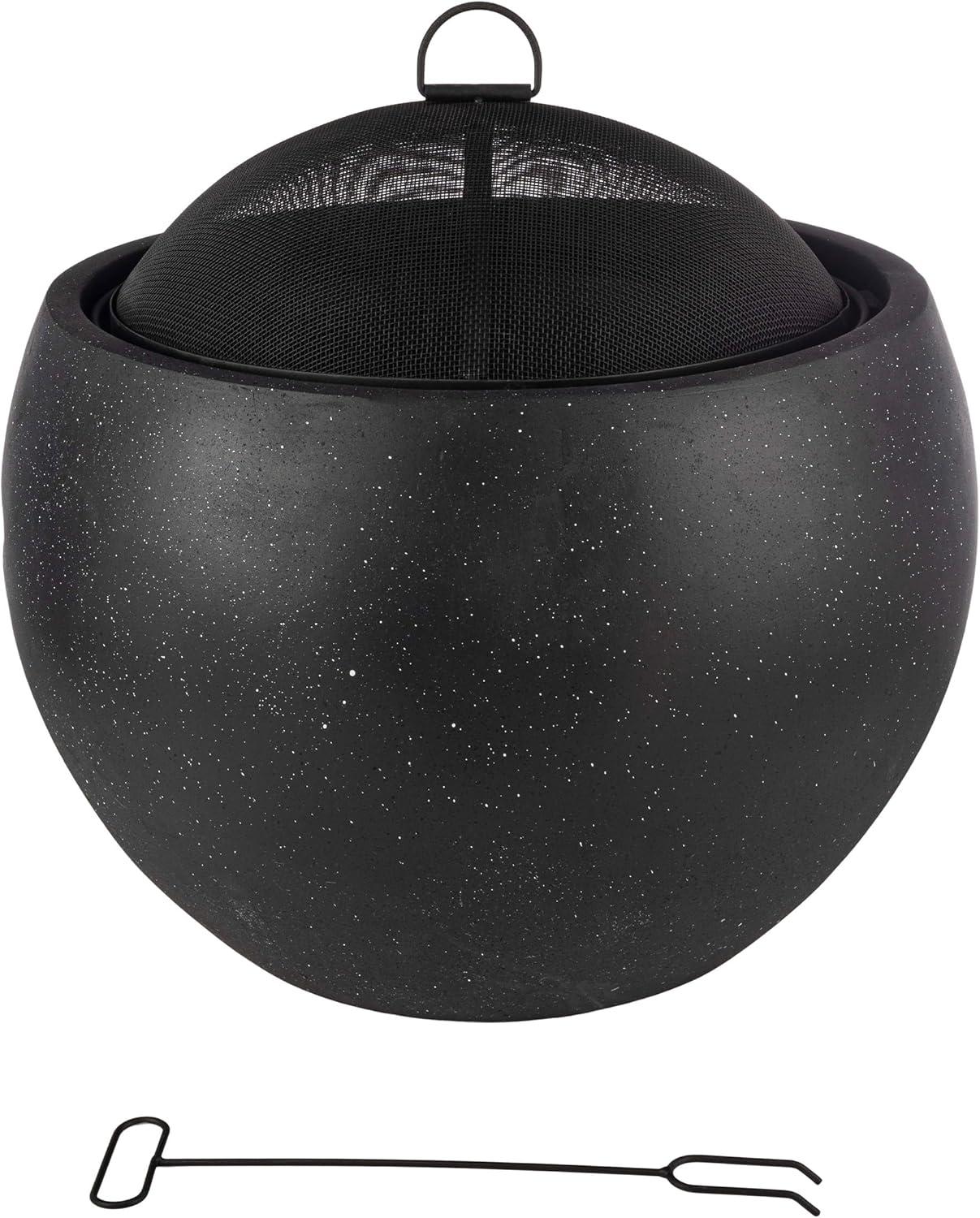 Pure Garden 24" Magnesium Oxide Round Outdoor Fire Pit Set Black: Includes Poker, Cover, 4200 BTU Output