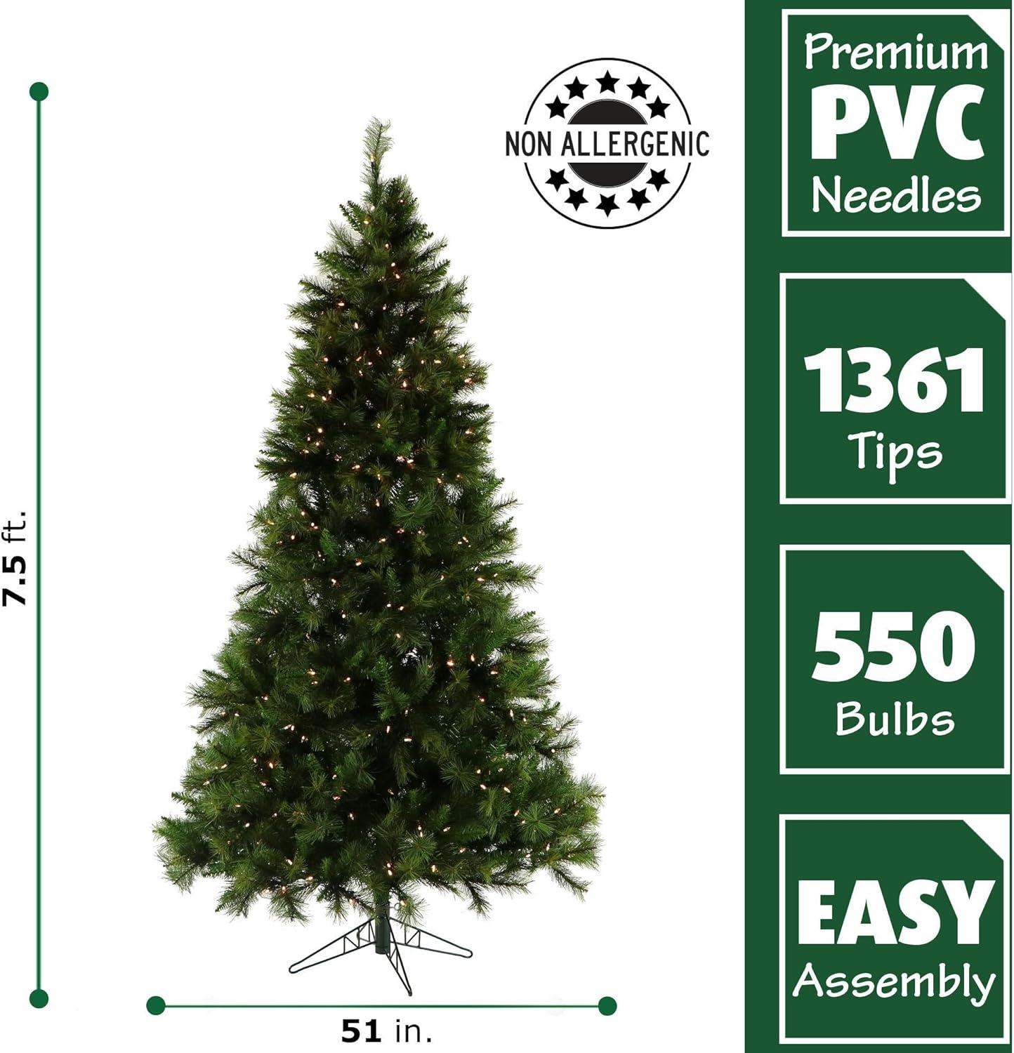 Canyon Pine 7.5' Lighted Pine Christmas Tree