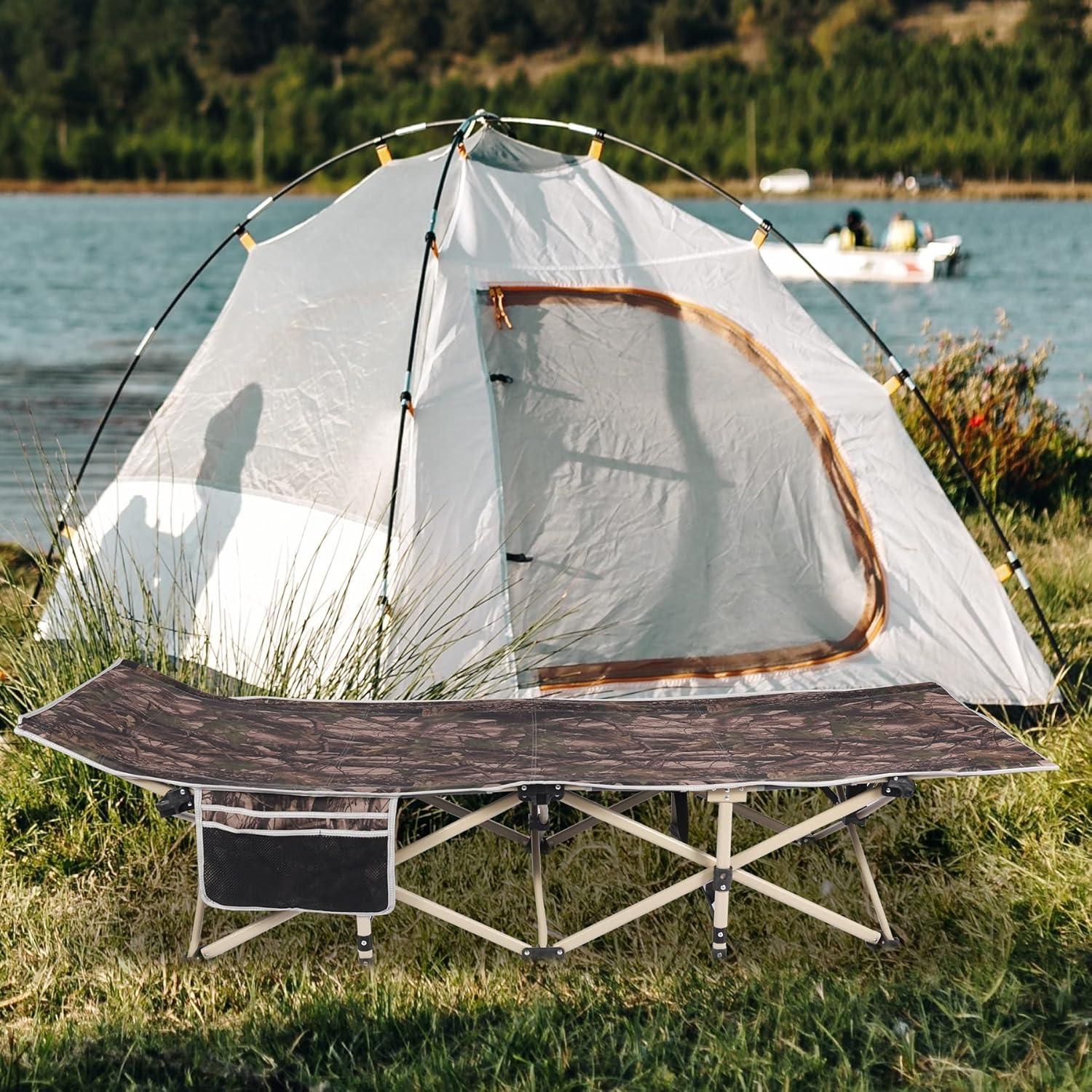 REDCAMP Folding Hunting Cots for Adults 500lbs, XL Sleeping Cots for Hunting, Extra Wide Portable for Camping Outdoor Travel Indoor Home, Camo