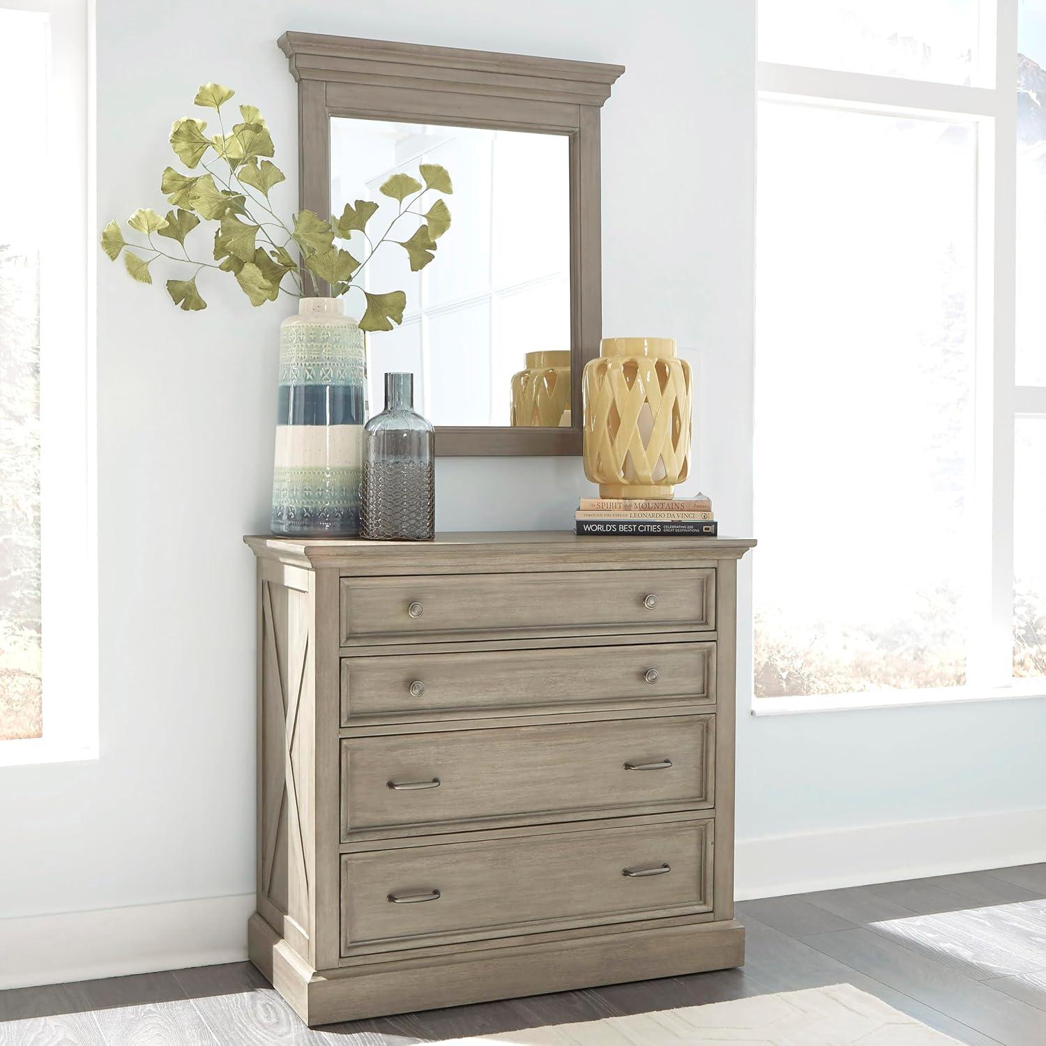 Mountain Lodge Gray Mahogany Wood Dresser with Mirror