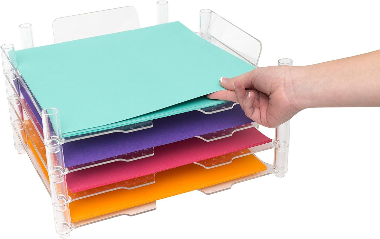 Stackable Acrylic Paper Trays Retail Packaged 4/Pkg-Clear 12"X12"