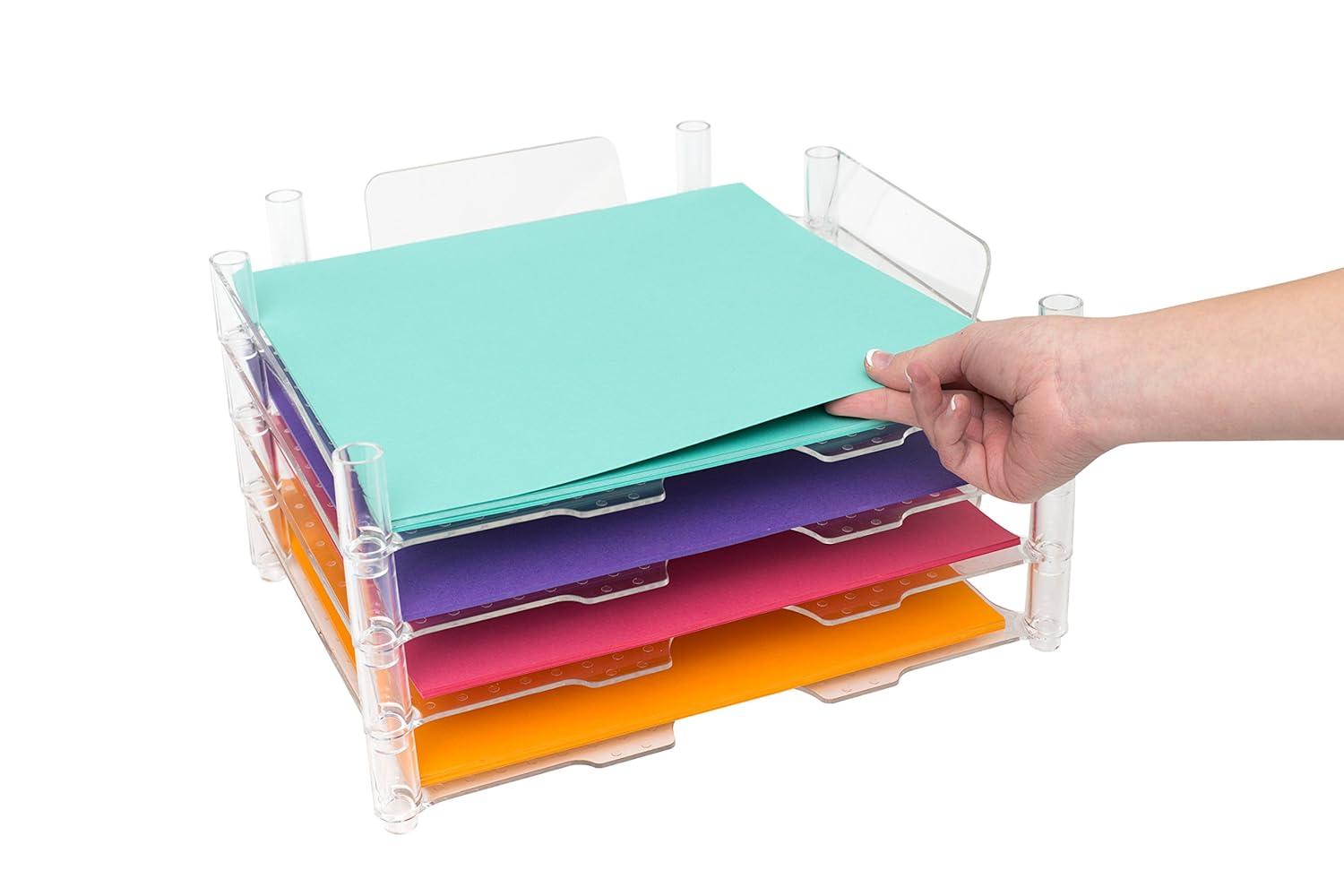 Stackable Acrylic Paper Trays Retail Packaged 4/Pkg-Clear 12"X12"