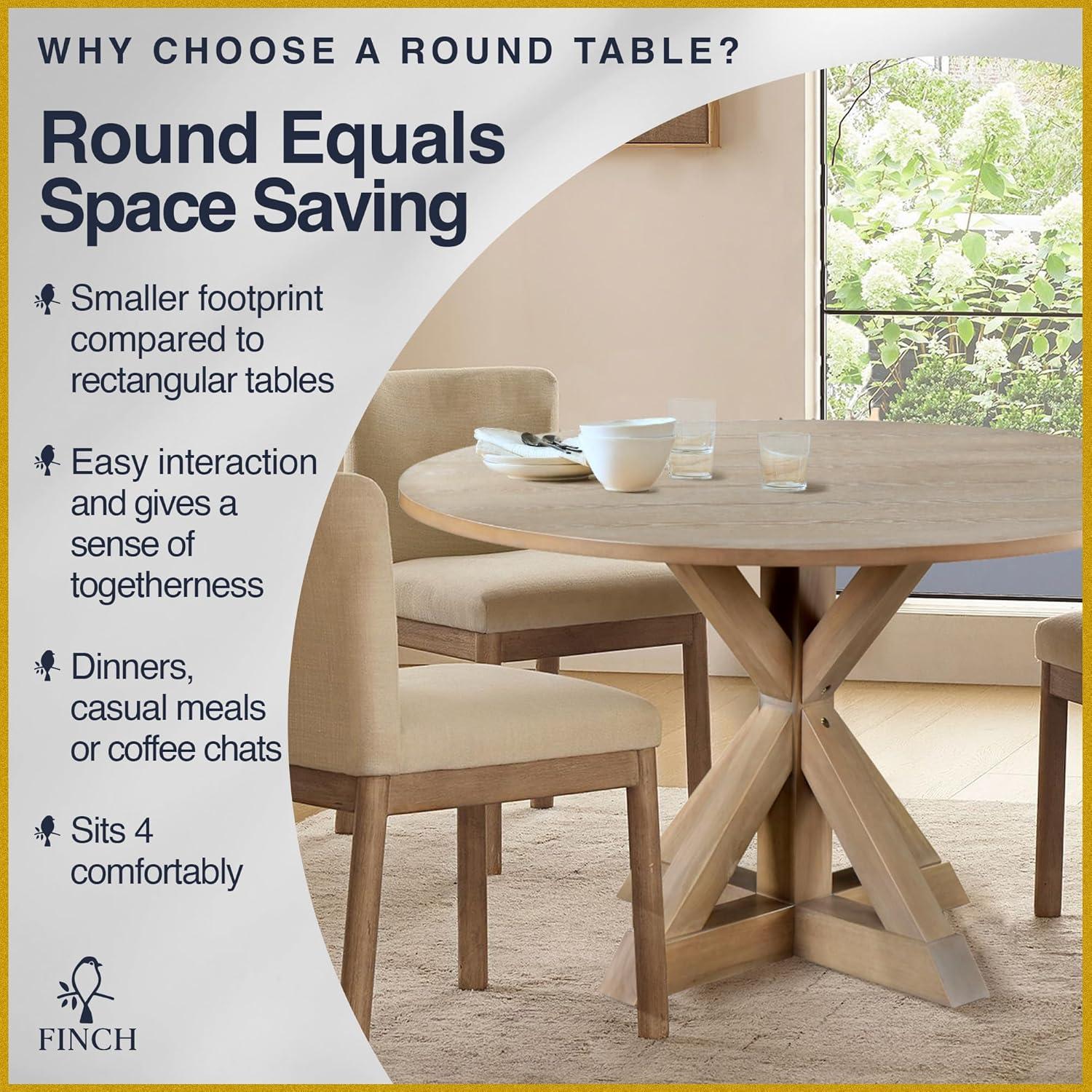 Finch Alfred Round Solid Wood Rustic Dining Table