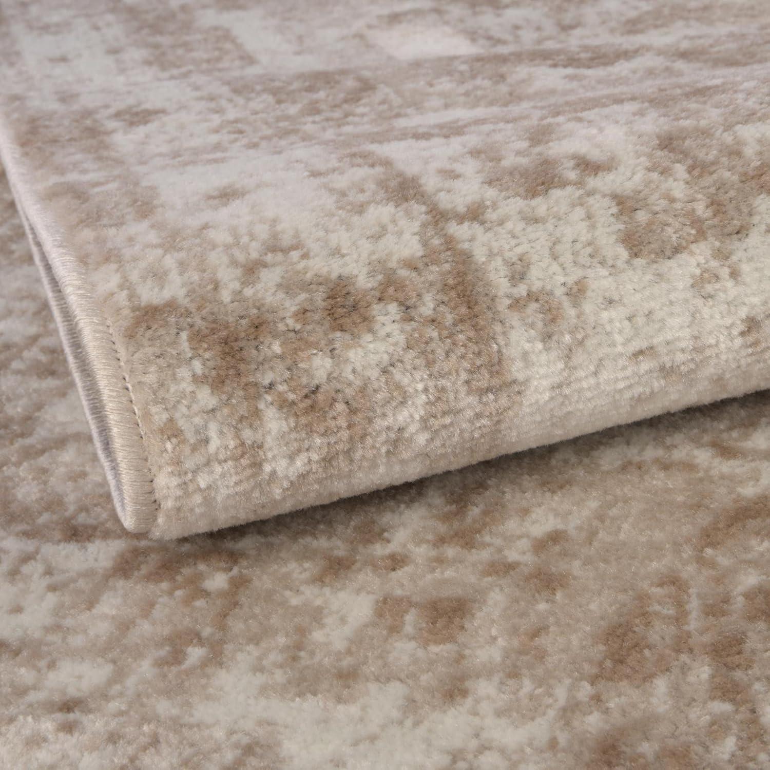 Rugs.com Monte Carlo Collection Rug – 5' Round Beige Medium Rug Perfect for Kitchens, Dining Rooms