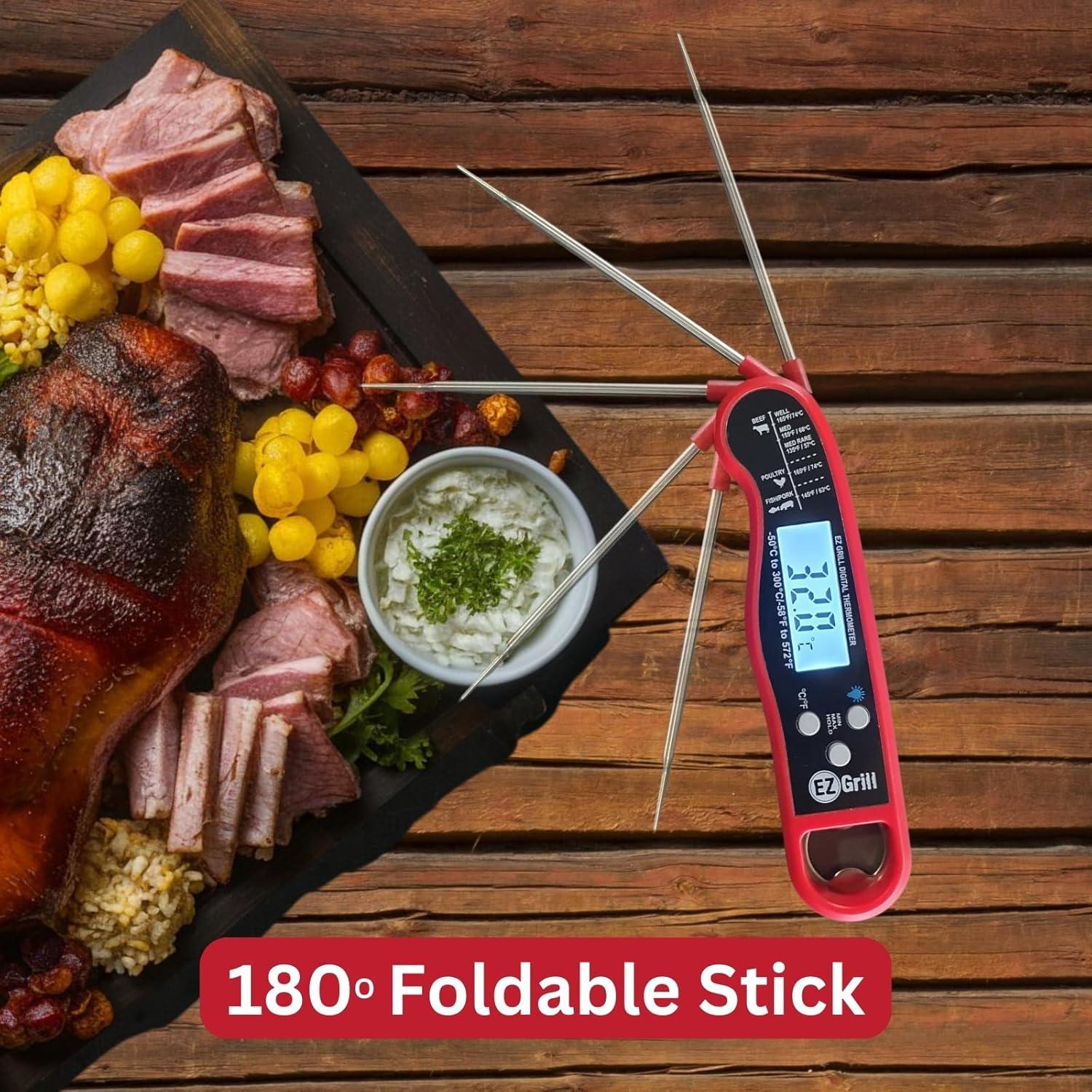 Red Digital Waterproof Instant Read Meat Thermometer