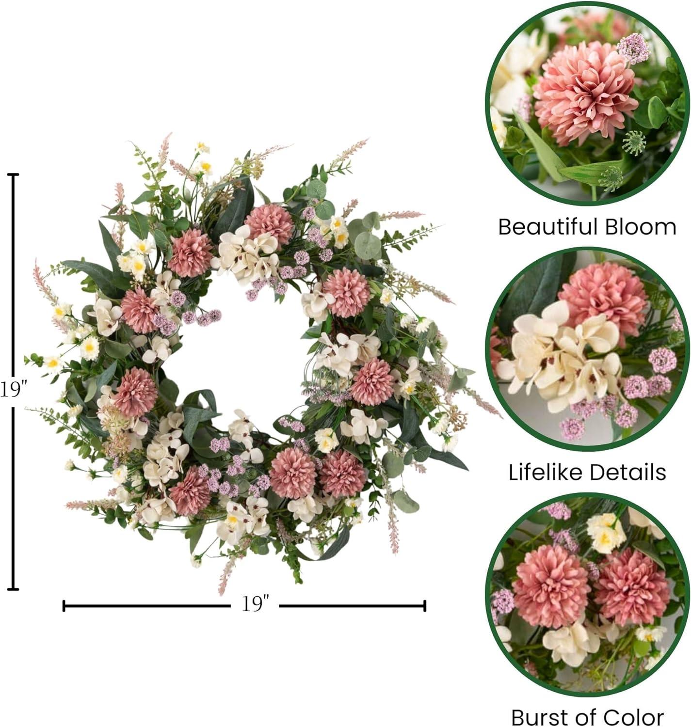 Sullivans Artificial Mixed Flower Wreath 19"H Multicolored