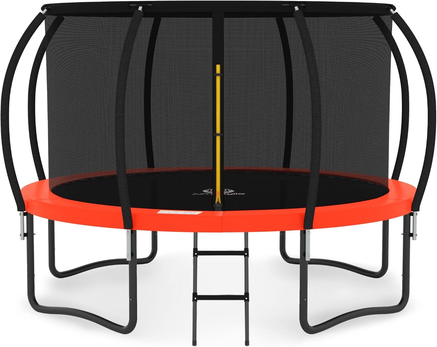 12FT Red Round Trampoline with Enclosure and Ladder