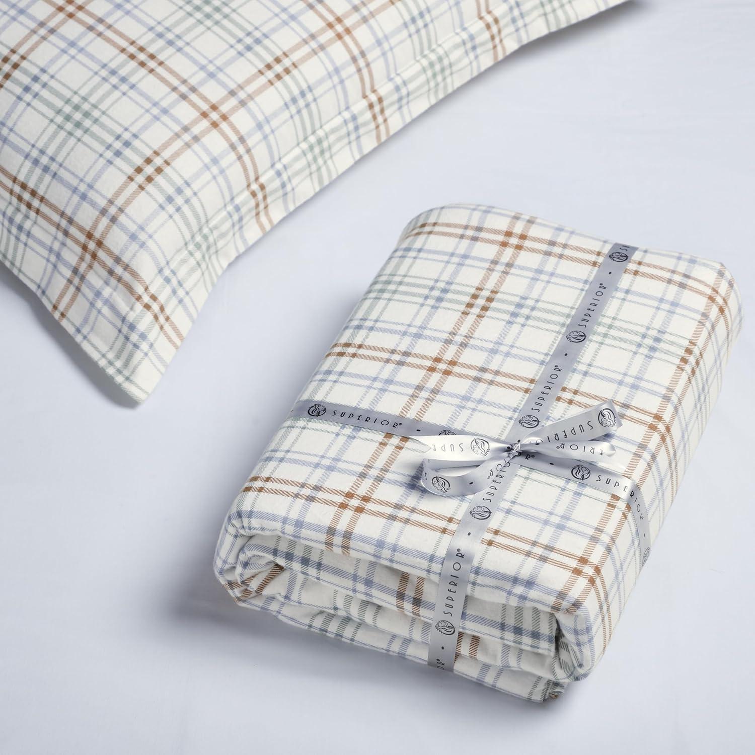 Superior Plaid Flannel Cotton Classic Modern Farmhouse Duvet Cover Set