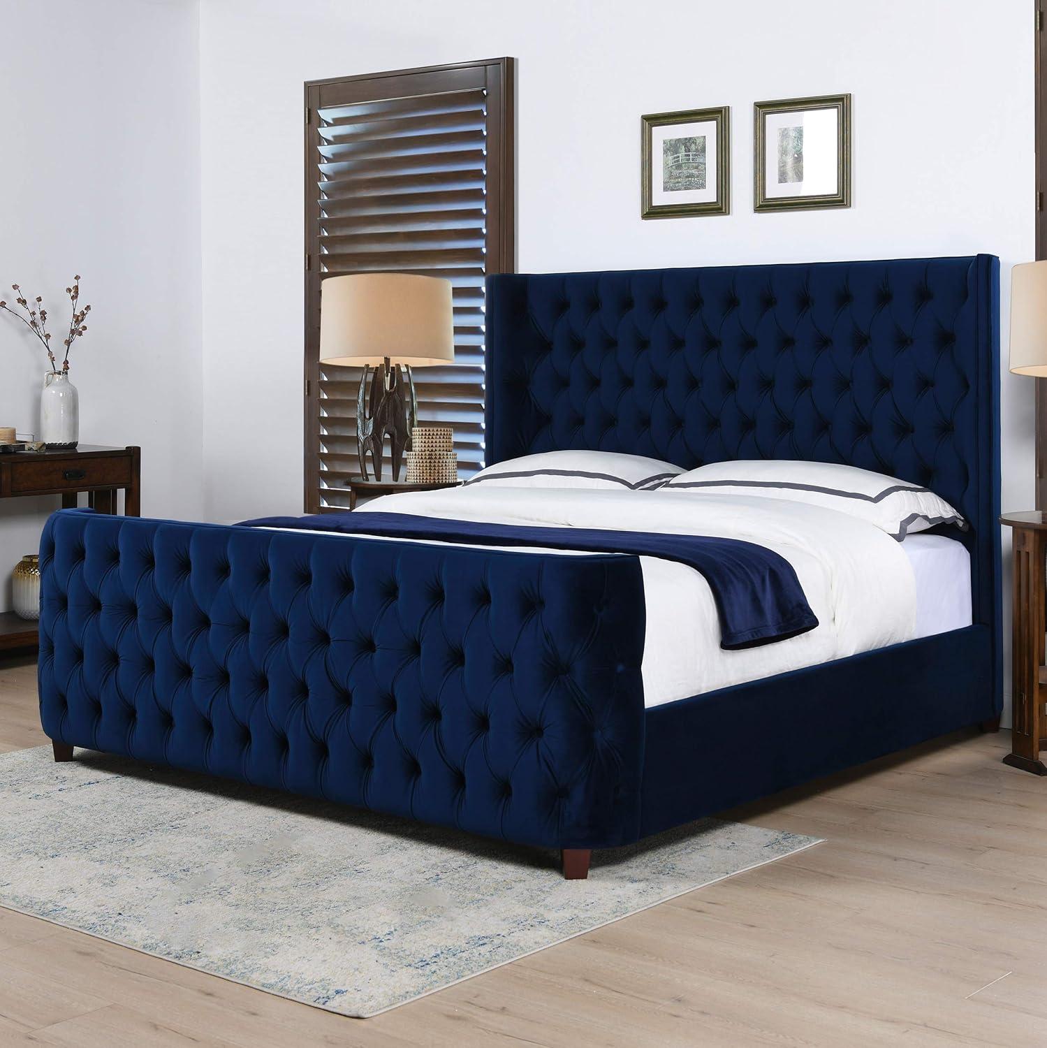 Jennifer Taylor Home Brooklyn Tufted Bed, King, Navy Blue