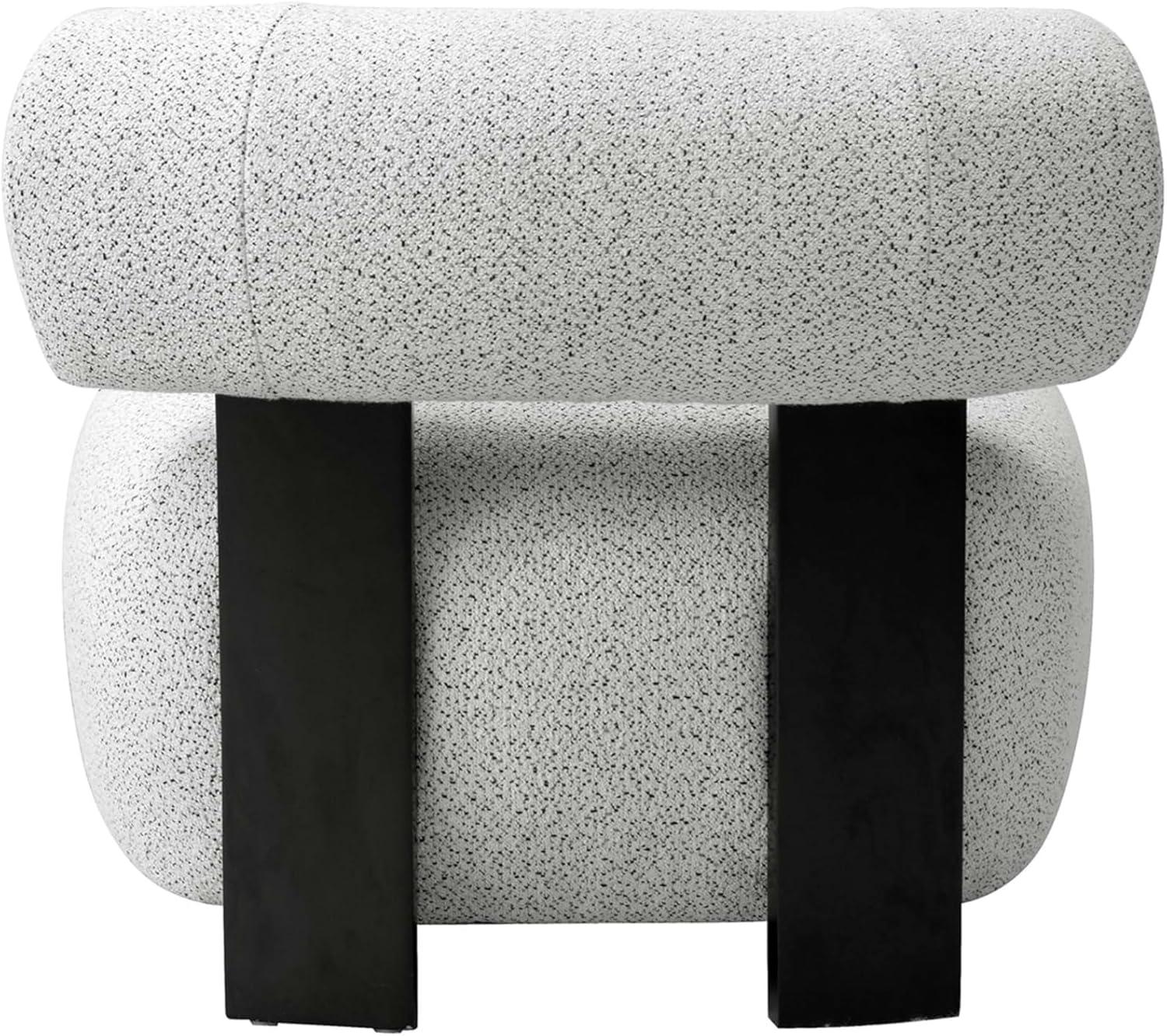 Manhattan Comfort Set of 2 Bartow Modern Woven Fabric Upholstered Accent Chairs Ivory/Black