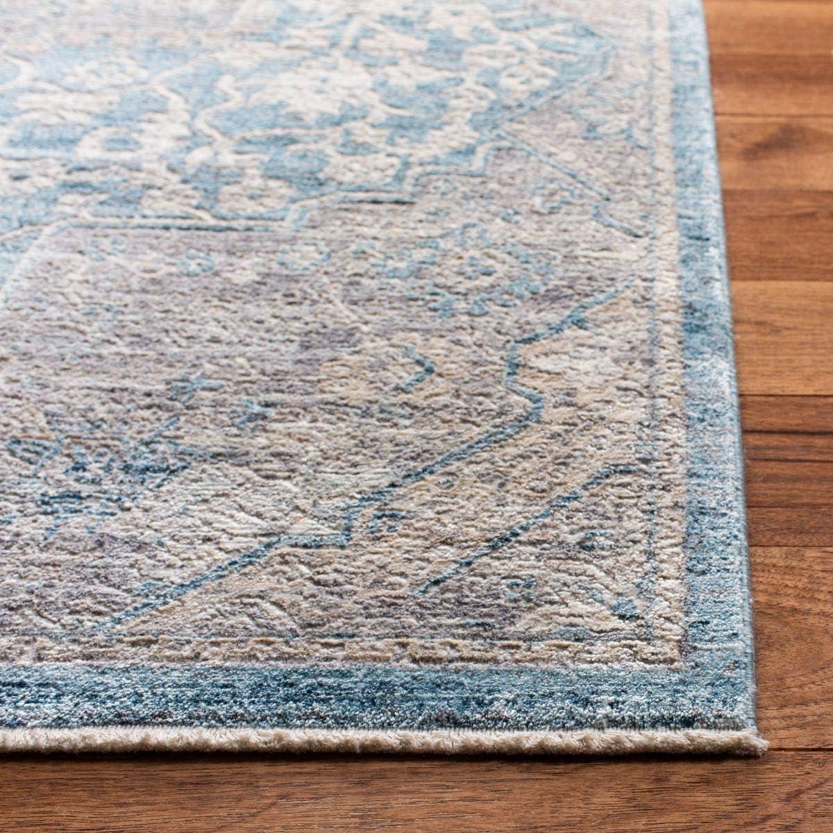 Elysian Blue & Grey 8' x 10' Handcrafted Wool Blend Area Rug