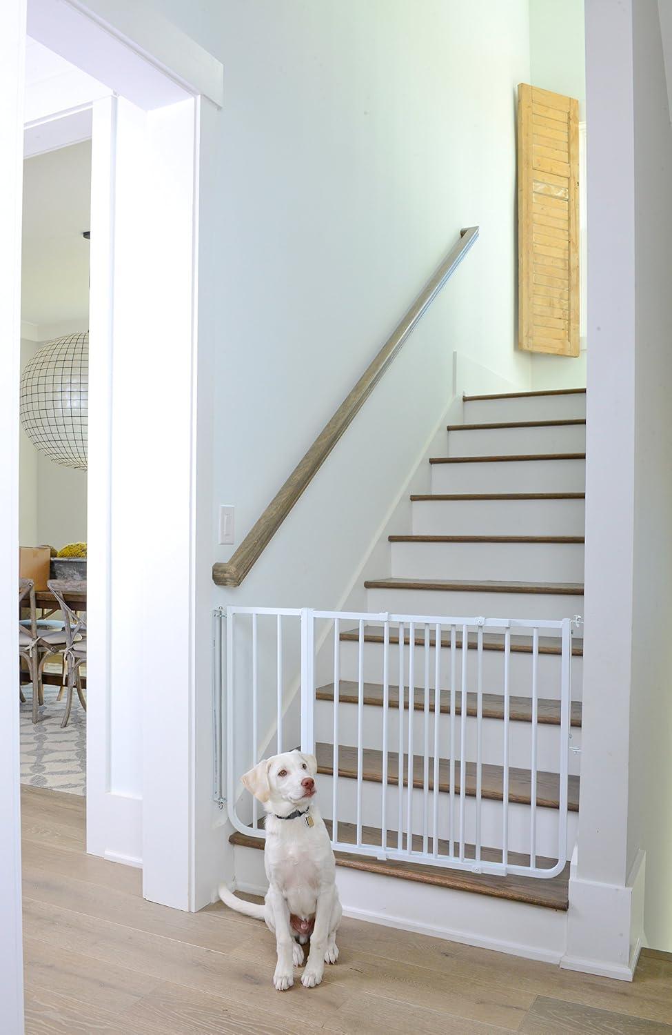 Adjustable White Aluminum Stairway Swinging Safety Gate