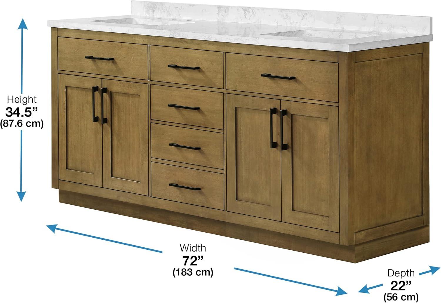 OVE Decors Athea 72 in. W Bath Vanity with Premium Countertop and Power Bar