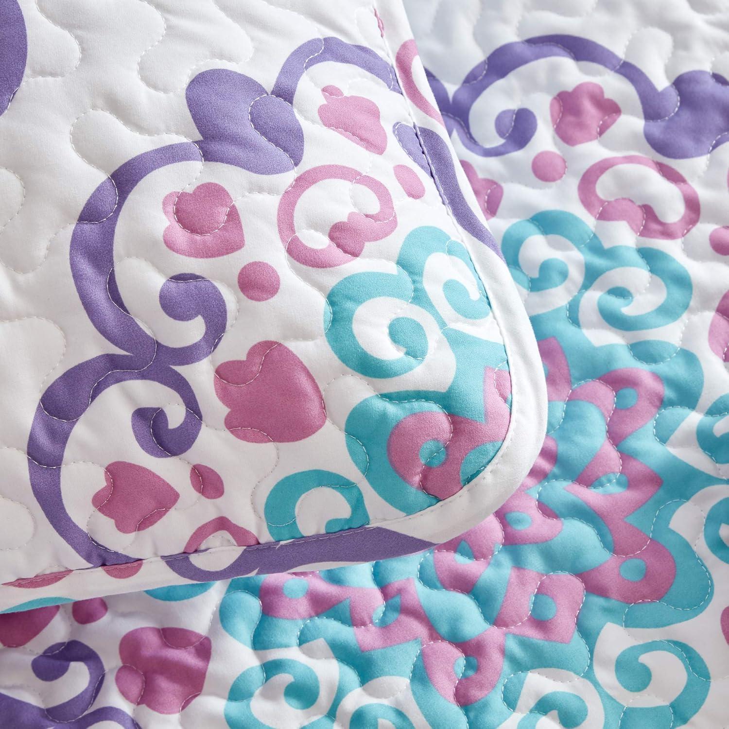 Full Purple Microfiber Reversible Quilt Set with Shams