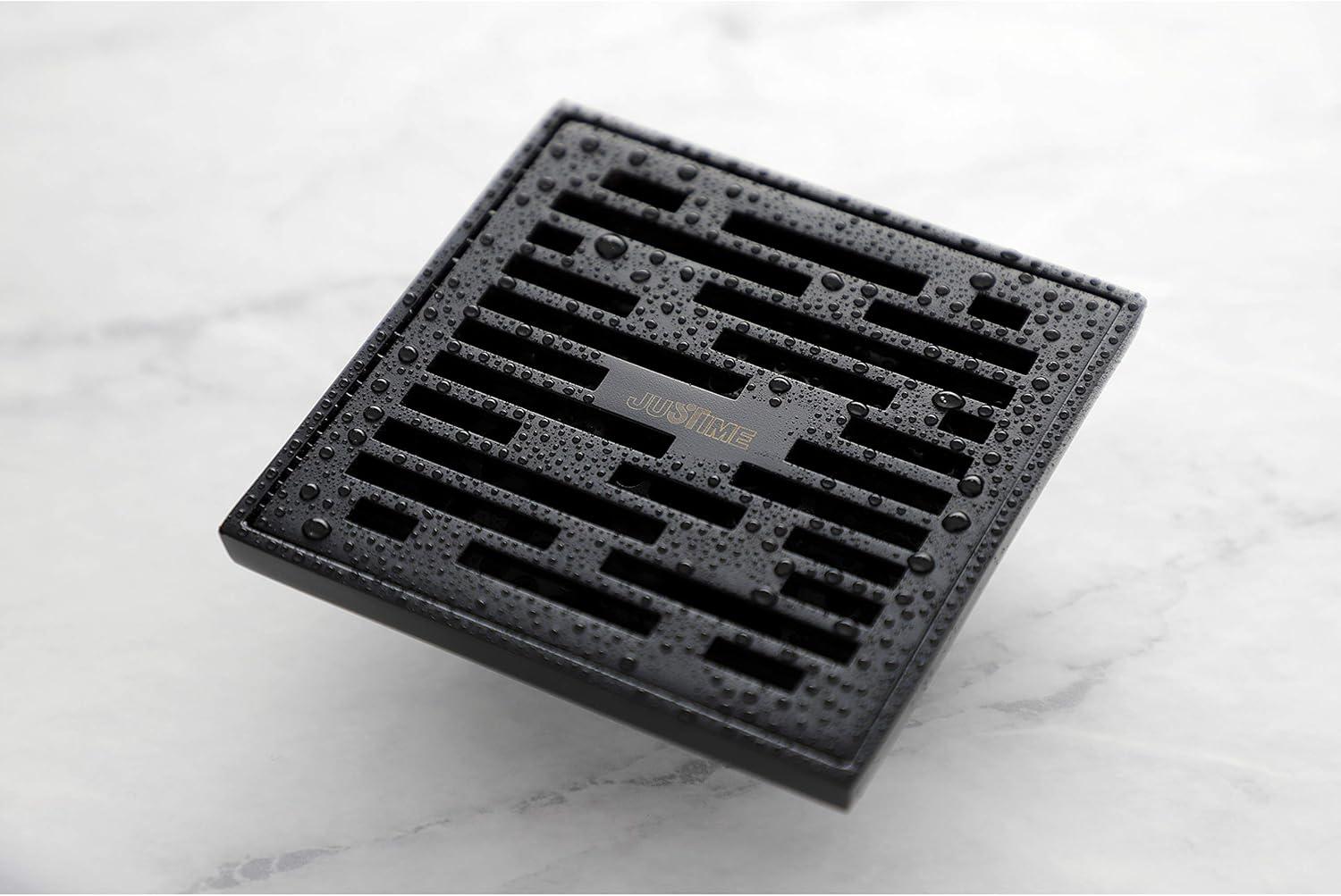 Kingston Brass Watercourse 4-Inch Square Grid Shower Drain with Hair Catcher