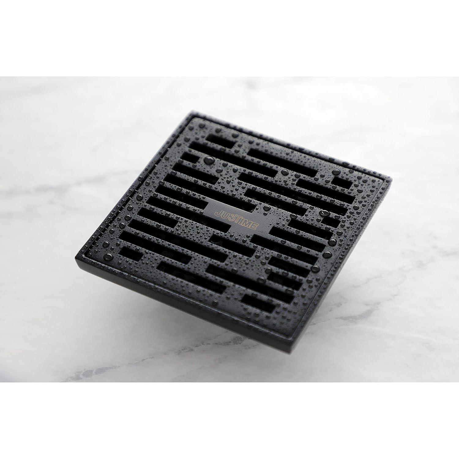 Kingston Brass Watercourse 4-Inch Square Grid Shower Drain with Hair Catcher