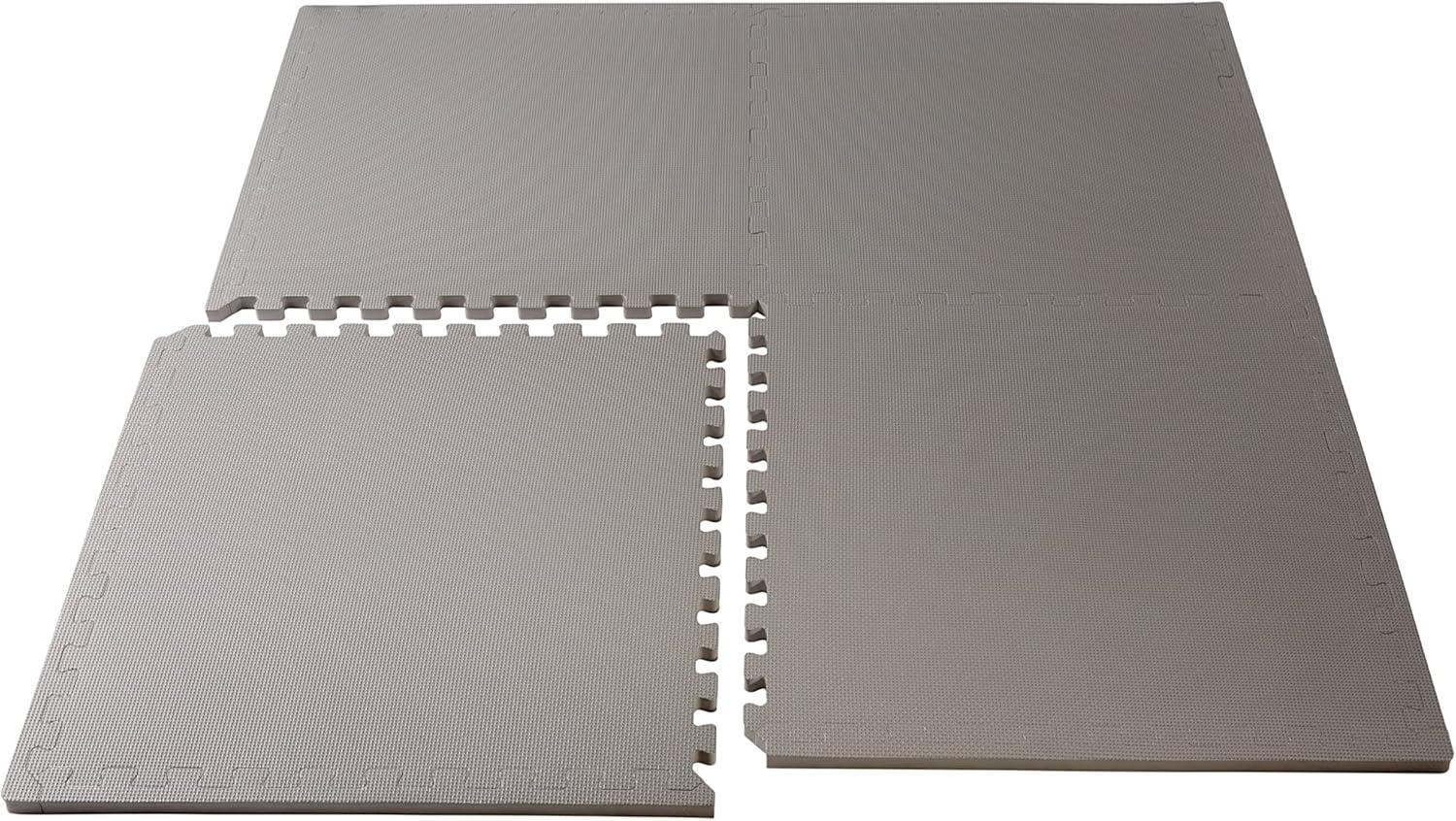 Light Gray EVA Foam Interlocking Gym Floor Tiles, 24 x 24 in